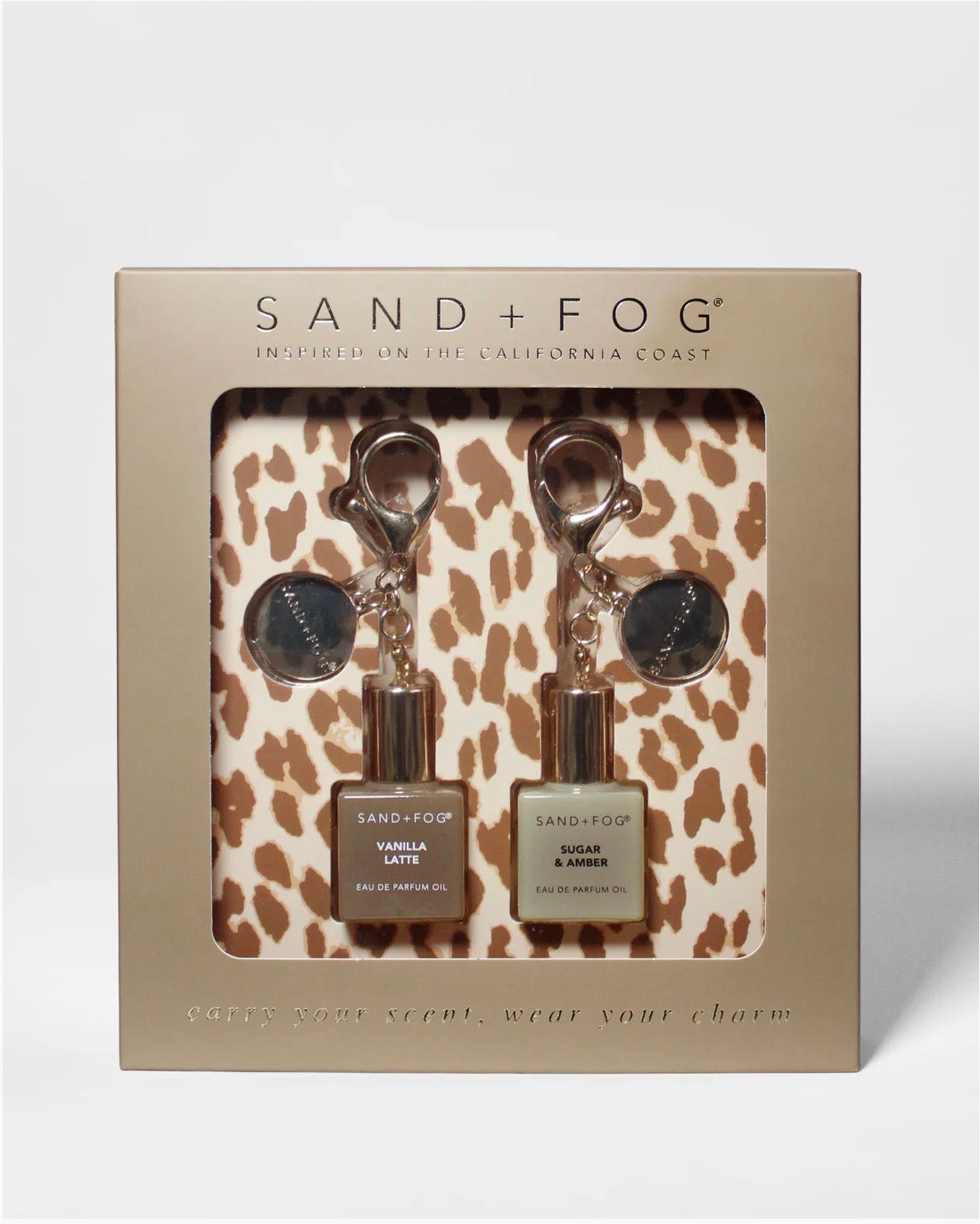 Sand & Fog – Bag Charm Perfume Oil Rollerball Set - Vanilla Latte + Sugar & Amber
